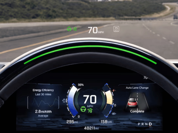 the new Chevrolet Blazer EV's dashboard showing head-up display