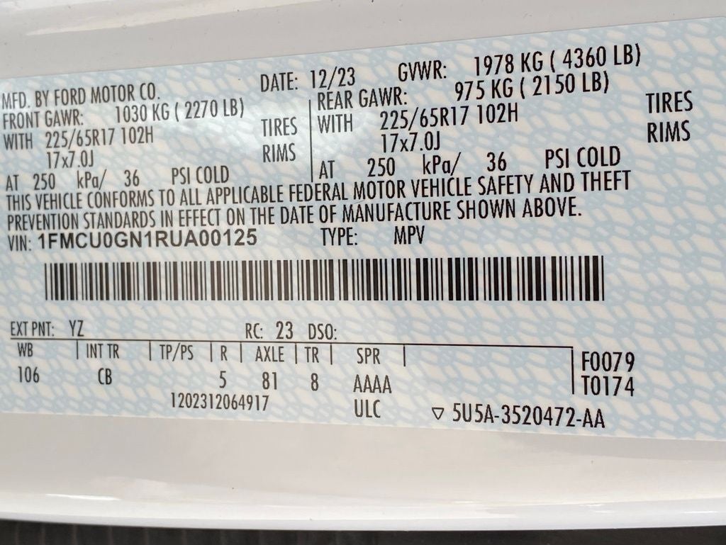 2024 Ford Escape Active COLD WEATHER & TECH PACKAGES / 1 OWNER