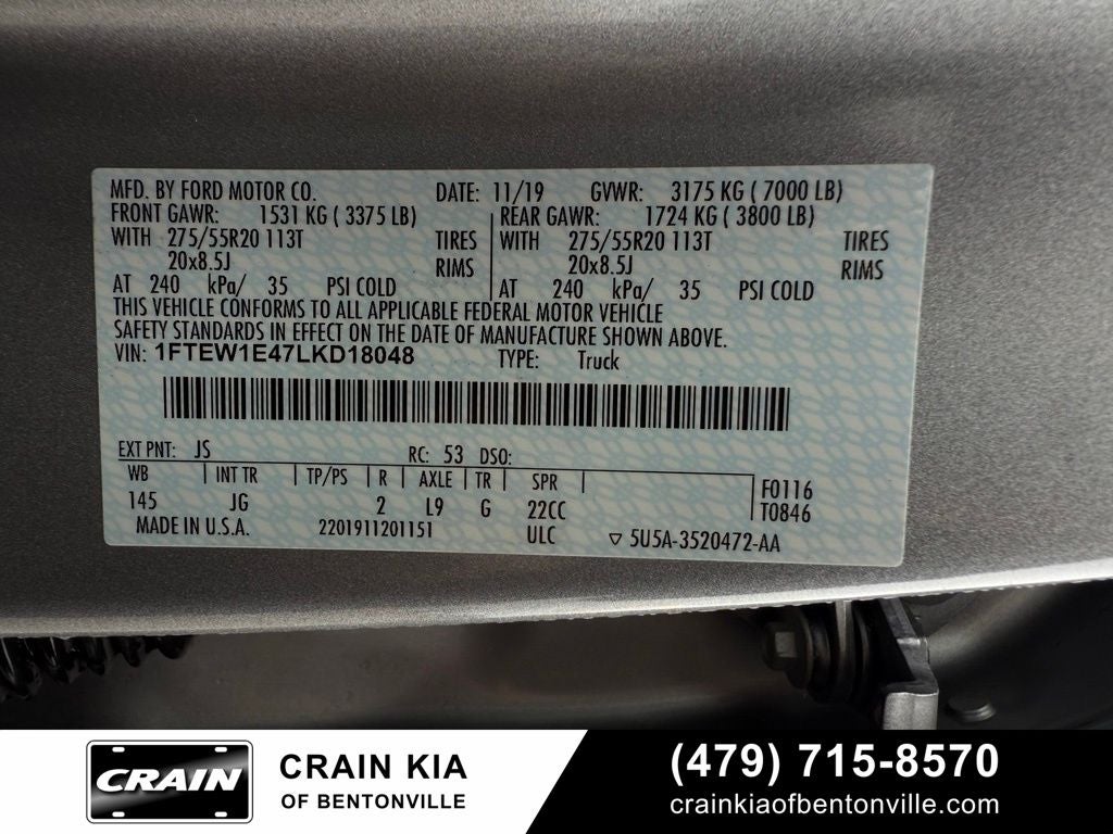 2020 Ford F-150 XL - 4WD / CLEAN CARFAX / ONE OWNER