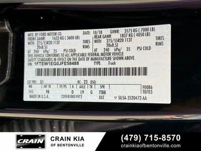 2018 Ford F-150 Platinum - 4WD / PANORAMIC SUNROOF