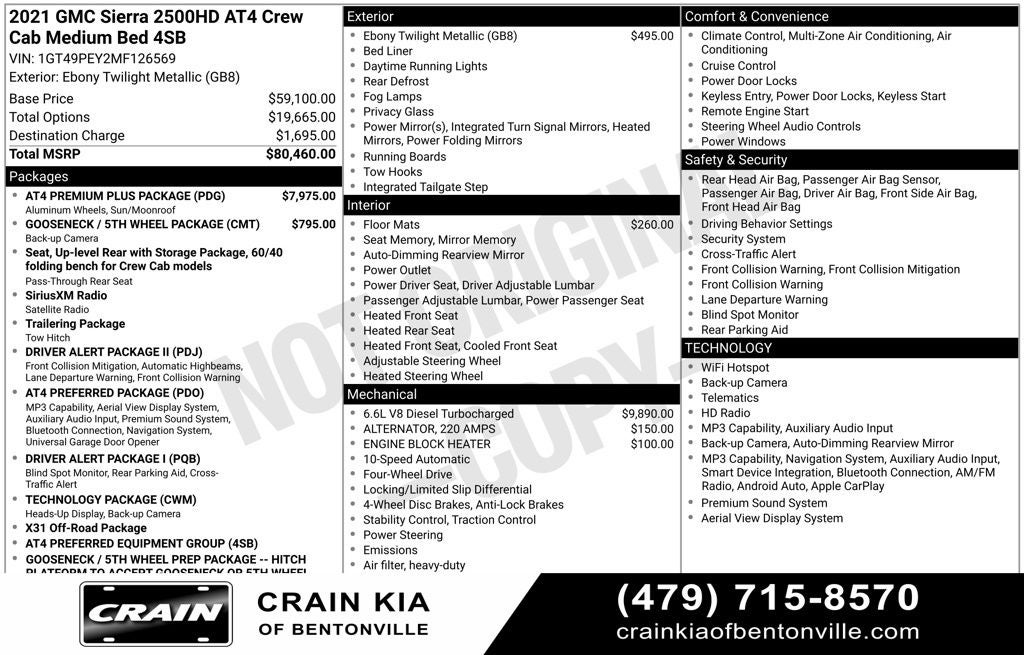 2021 GMC Sierra 2500HD AT4 Premium Plus - SUNROOF / 4WD / CLEAN CARFAX