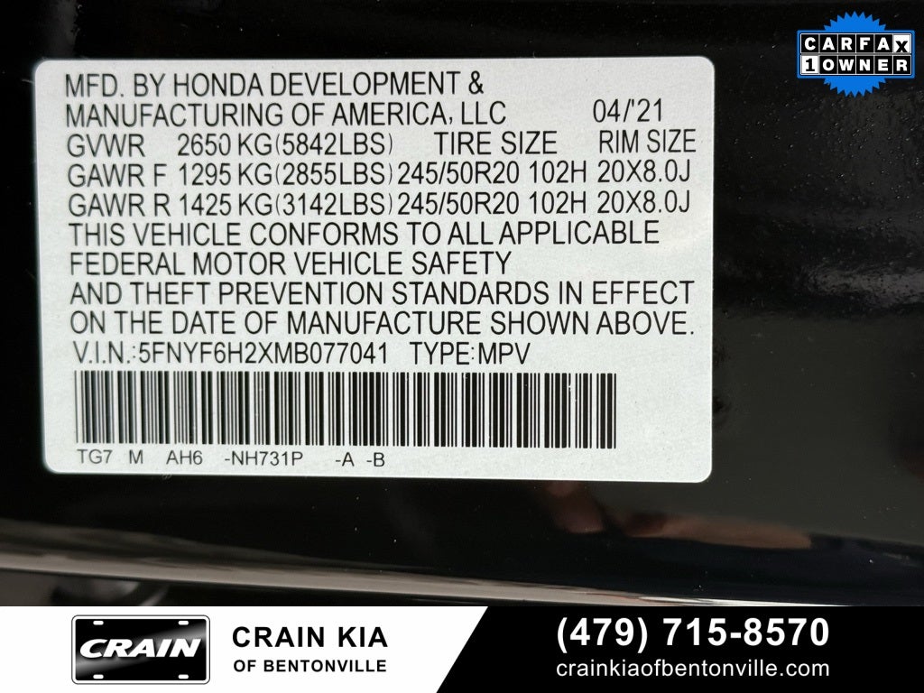 2021 Honda Pilot Special Edition - AWD / SUNROOF / ONE OWNER