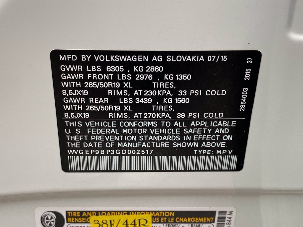 2016 Volkswagen Touareg V6 TDI Sport