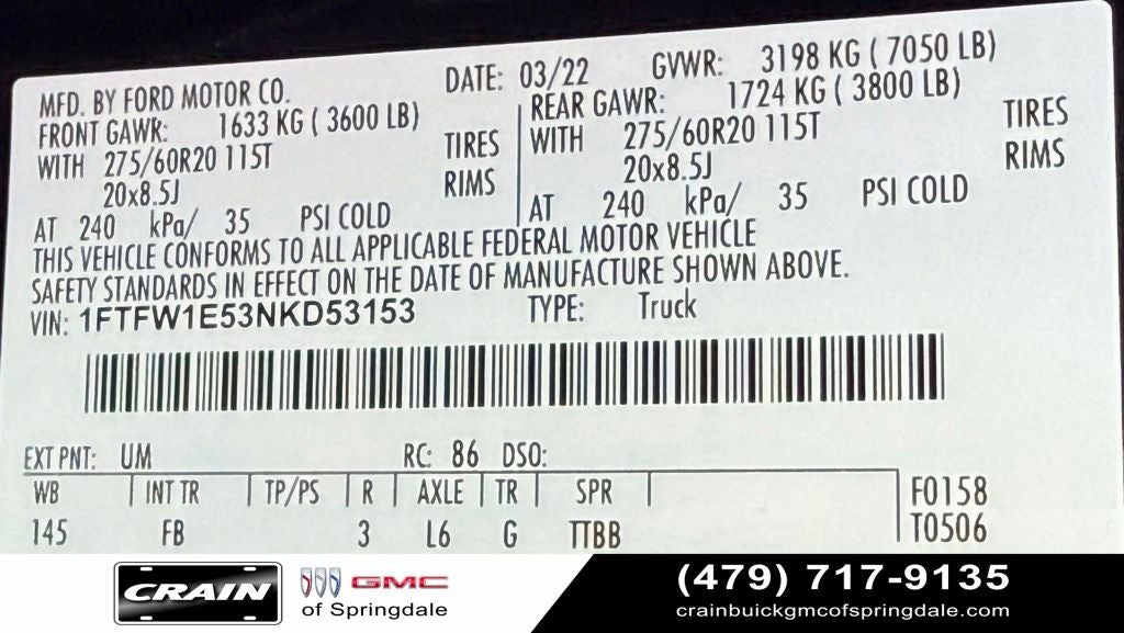 2022 Ford F-150 XLT BLACK WIDOW PACKAGE