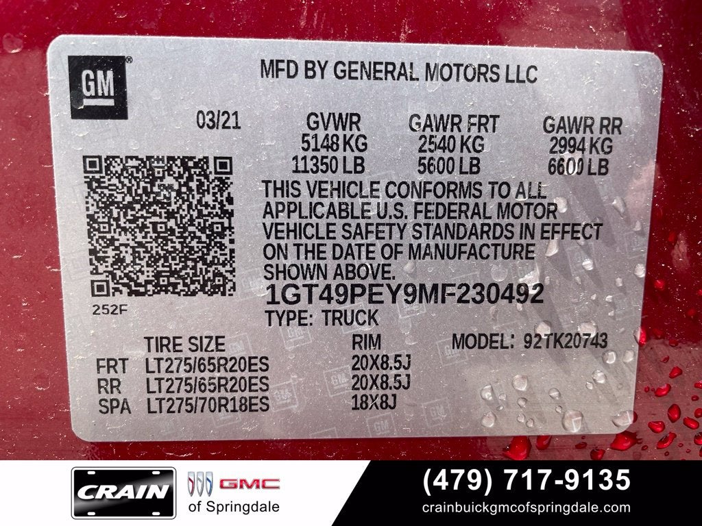 2021 GMC Sierra 2500HD AT4 Premium Plus Package