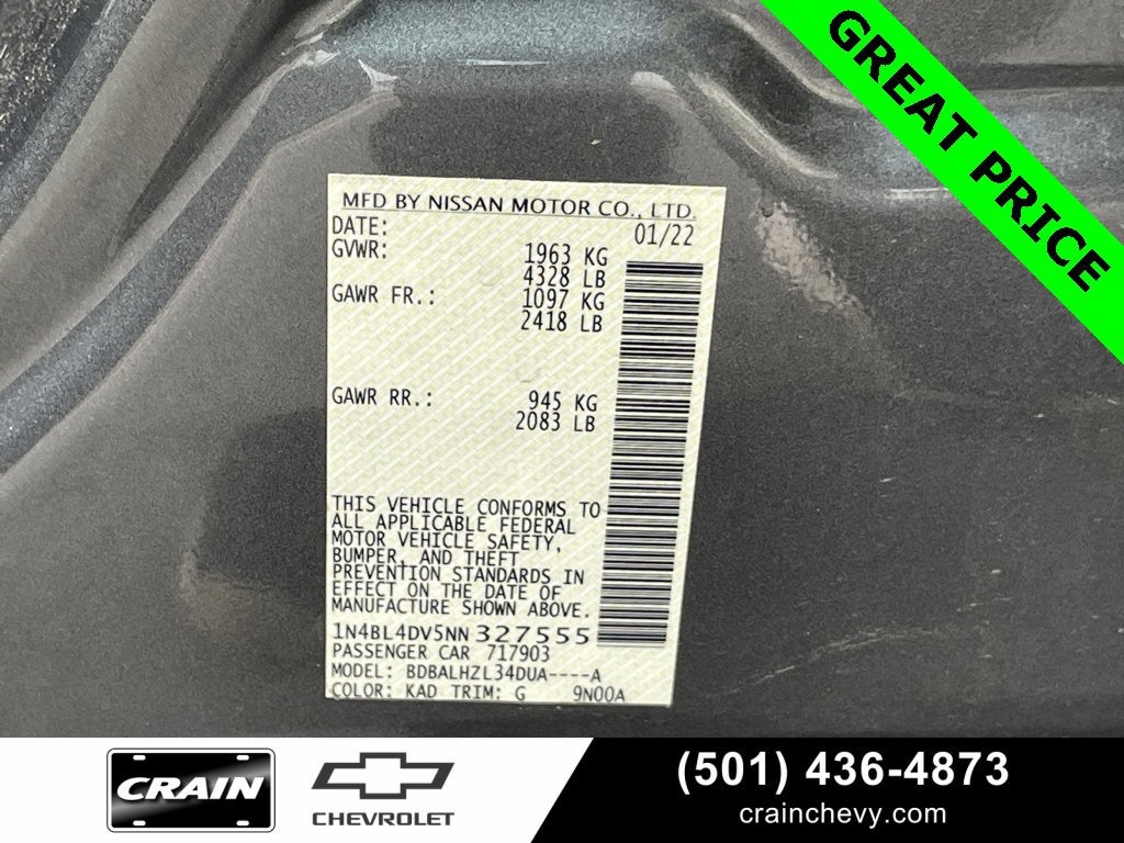 2022 Nissan Altima 2.5 SV